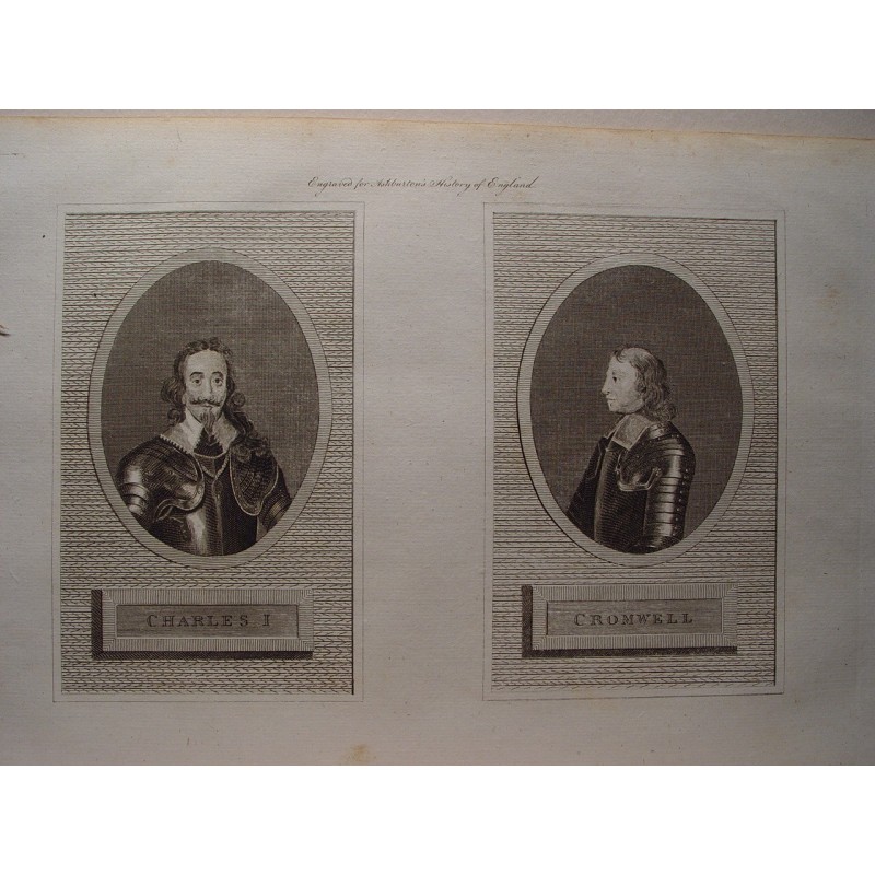 Karl I. und Cronwell. Kupferstich für Ashburtons History of England.