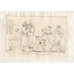 Temio chante le retour des Grecs, gravure de Pi y Margall, dessinée par Flaxman