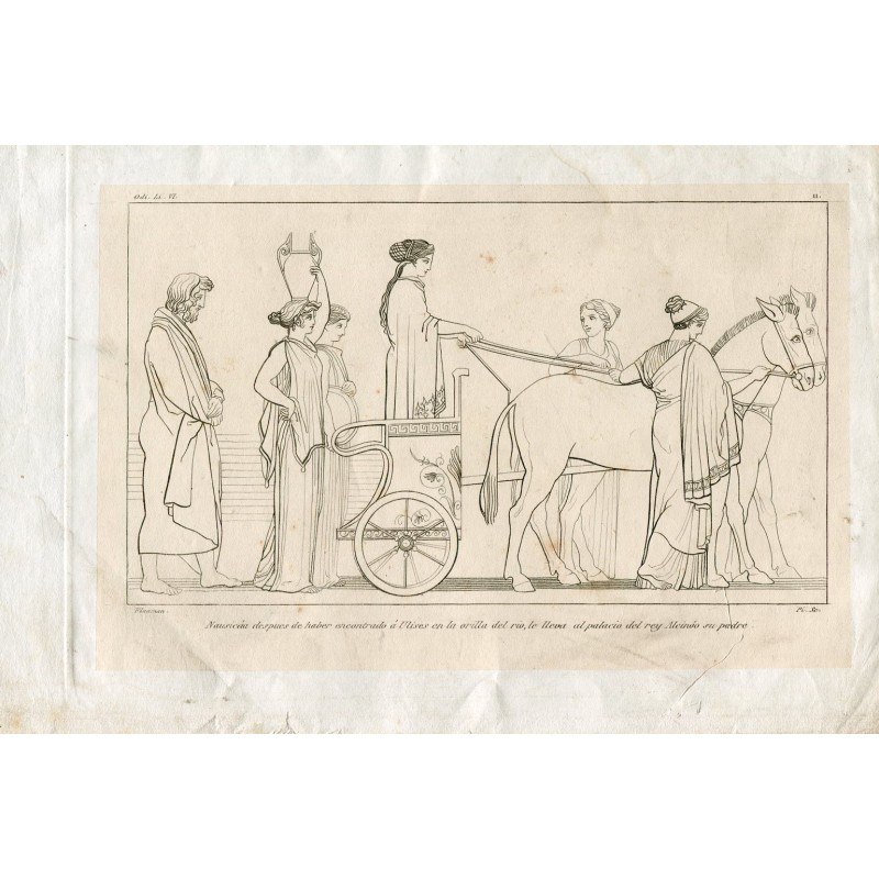 Nausikaa, nachdem sie Odysseus am Flussufer gefunden hatte, gestochen von Pi y Margall