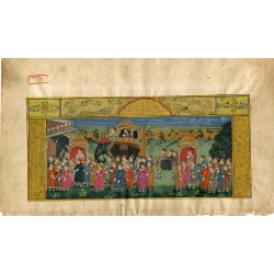 Ancienne aquarelle miniature très détaillée probablement indienne.