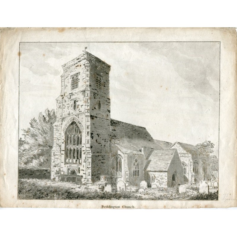 Incisione della chiesa di Beddington