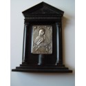 Beautiful old ebonite frame with the heart of Mary in the center, silver