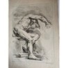 Rare etching n.7 from Book of Academies drawn from natural by François Boucher. Louis Félix La Rue