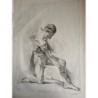 Rare etching n.8 from Book of Academies drawn from natural by François Boucher. Louis Félix La Rue.