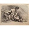 Rare gravure n° 11 du Livre des Académies, d'après nature, de François Boucher. Louis Félix La Rue