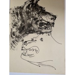 Testa di leone. Litografia originale di Picasso pubblicata nel 1957.