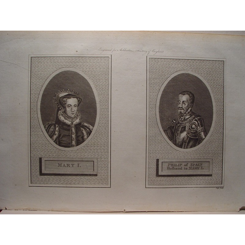 Maria I. und Philipp von Spanien, Ehemann von Maria I. Stich von Pass. Stich für Ashburtons History of England.