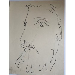 Männergesicht. Originallithografie von Picasso, veröffentlicht 1957