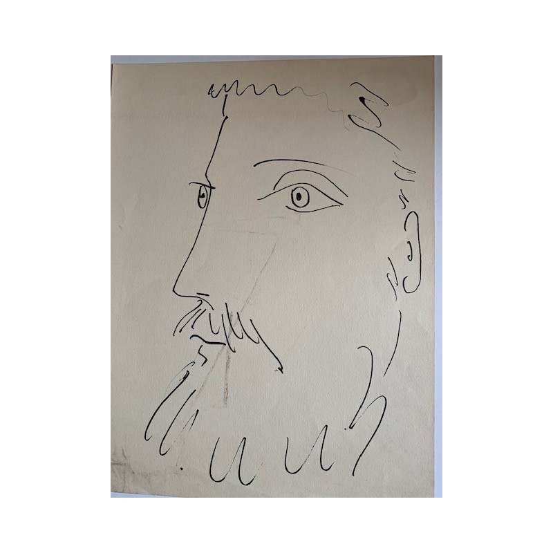 Männergesicht. Originallithografie von Picasso, veröffentlicht 1957