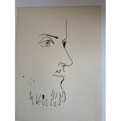 Testa d'uomo. Litografia originale di Picasso pubblicata nel 1957.