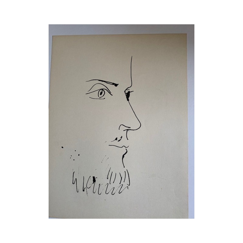Head of a Man. Original lithograph by Picasso published in 1957