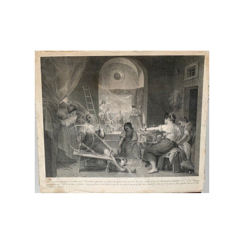 Les Fileuses, ou la Fable d'Arachné. Francisco Muntaner y Moner, d'après Vélasquez. 1796.