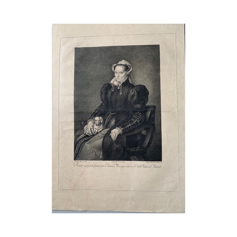 Portrait de Metgen, épouse d'Antonio Moro, gravé par Bartolome Vazquez