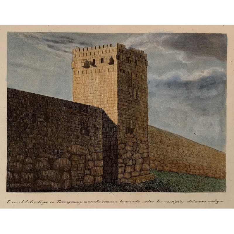 Espagne. Catalogne. Tour de l'Archevêché de Tarragone et muraille romaine.