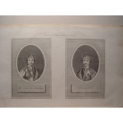Wilhelm der Eroberer und Wilhelm II. Aufgenommen von Pass. Kupferstich für Ashburtons History of England.