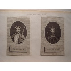 "Edward I and Edward II" Engraved by Pass. Engraving for Ashburton's History of England.