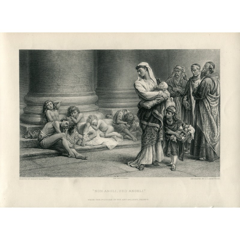 Not angles, but angels - Antique steel engraving - After K Halswelle