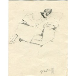 Seated lady. Pencil drawing by Jordan in 1935