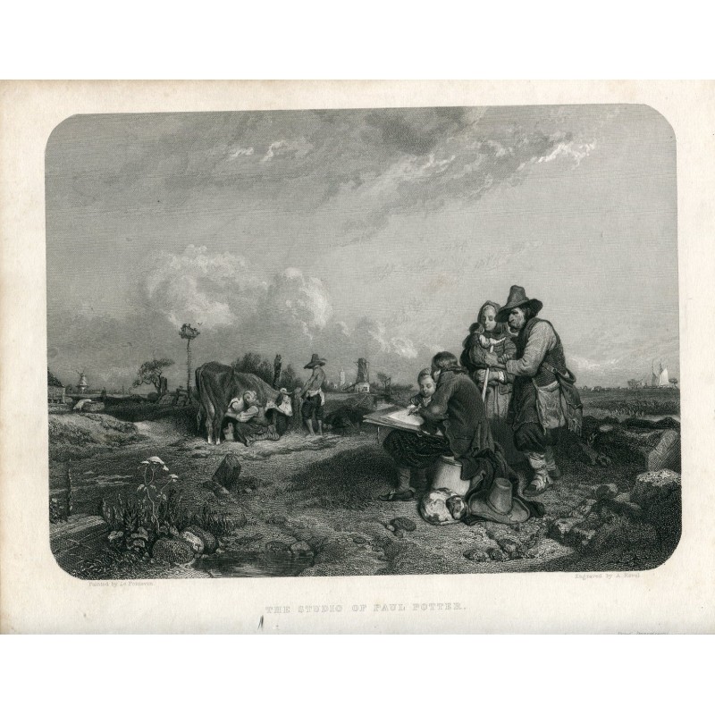 L'atelier de Paul Potter - Gravure ancienne