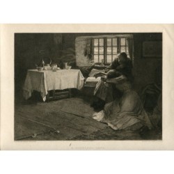 Un'alba senza speranza incisa da James Dobie da un dipinto di Frank Bramley