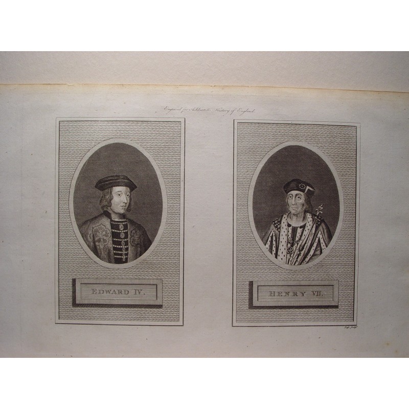 Edward IV. und Heinrich VII. Aufgezeichnet von Pass. Kupferstich für Ashburtons History of England.