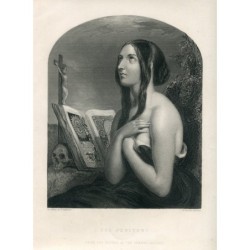 Le Pénitent - Gravure sur acier ancienne - D'après W. Etty