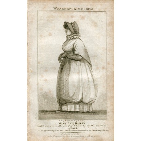 «Miss Ann Batley» engraving  publicado por Hogg en 1805 del libro Wonderful Museum
