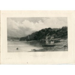 Dittisham sur le Dart - Gravure originale de David Law