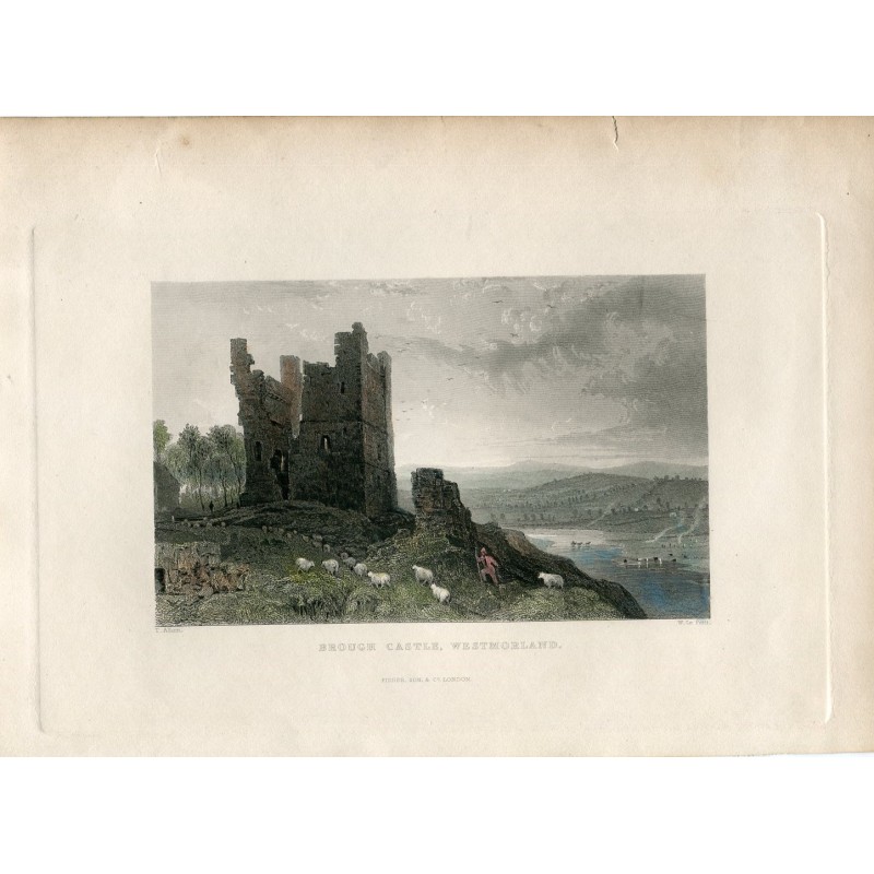 Brough Castle, Westmorland grabado por W. Le Petit de una obra deT. Allom.