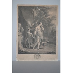 Destitución de Hagar, a partir de obra de Philip van Dijk. Carlos Antonio Porporati, 1777
