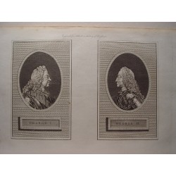 George I and George II. Engravig for Ashburton´s History of England.