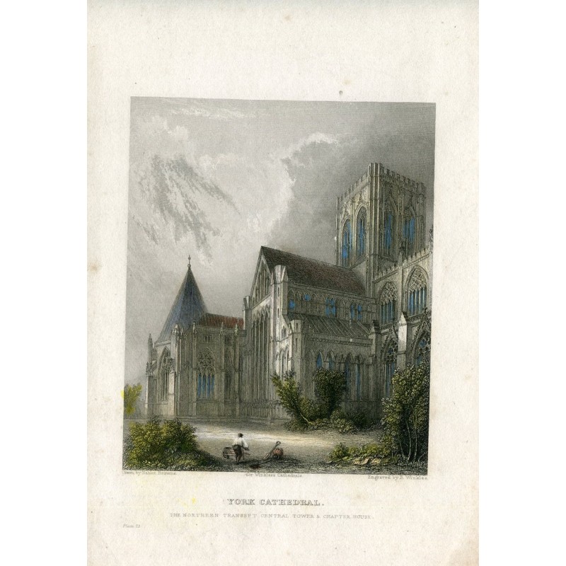 York cathedral grabado por B. Winkles dibujó H.Browne
