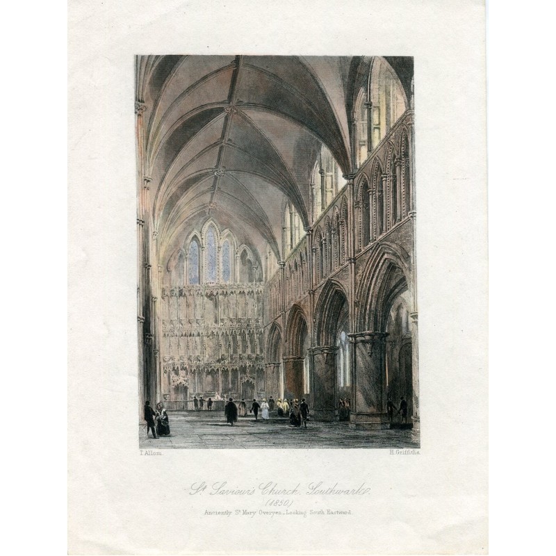 Église Saint-Sauveur de Southwark gravée par H. Griffiths, dessinée par T. Allom