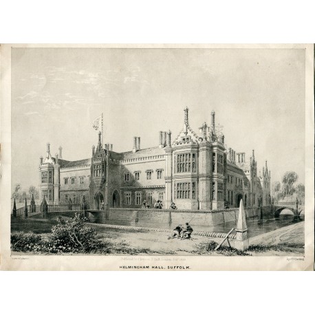 «Helmingham Hall, Suffolk» litografia por J.D. Harding