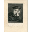 Un retrato de un hombre joven. a partir de obra de Rafael. Grabado por N. Edelinck.