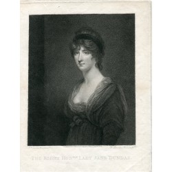 La très honorable Mme Jane Dundas, d'après les travaux de J. Hoppner. Gravure de F. Bartolozzi (1802)
