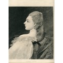Portrait of a young woman in Louis XV dress - Antique etching - After Jacquet
