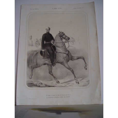 «Excmo. D. Leopoldo O' Donell conde de Lucena» 1859 litografia militar