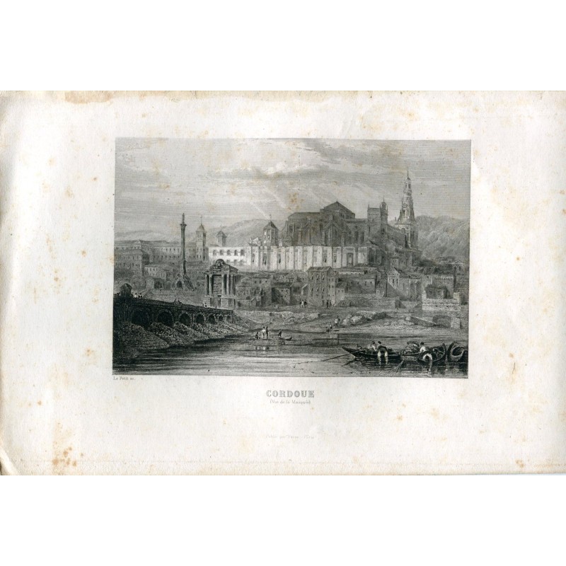 Cordoue, vue de la Mosquée, gravée par Le Petit