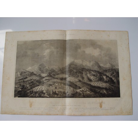 «Vista general del campamento y sierra de Bullones» 1860 litografia por P. Perez de Castro