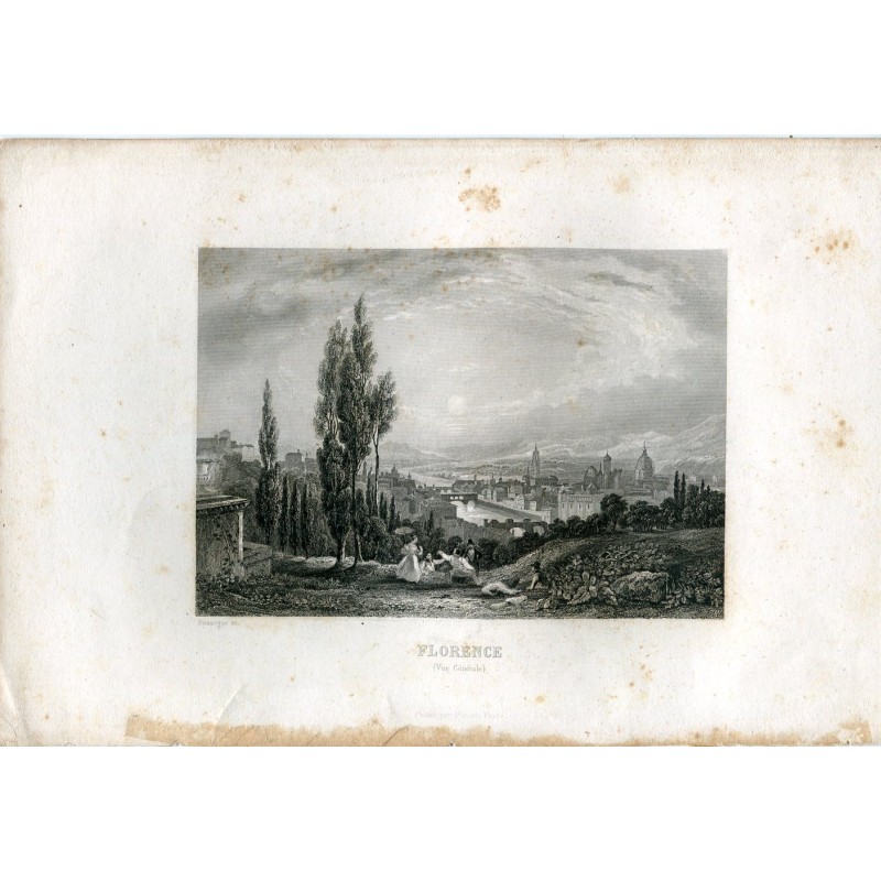 Florence, vue générale gravée par Rouargue