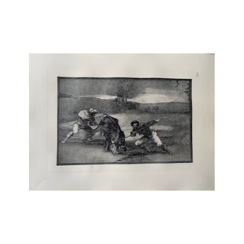 Goya etching. Bullfighting, plate 2, 1983 edition. 'Another way of hunting on foot'