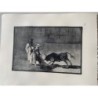 Goya etching. Bullfighting, plate 6, 1983 edition. 'The Moors make a different play in the ring calling the bull ...'