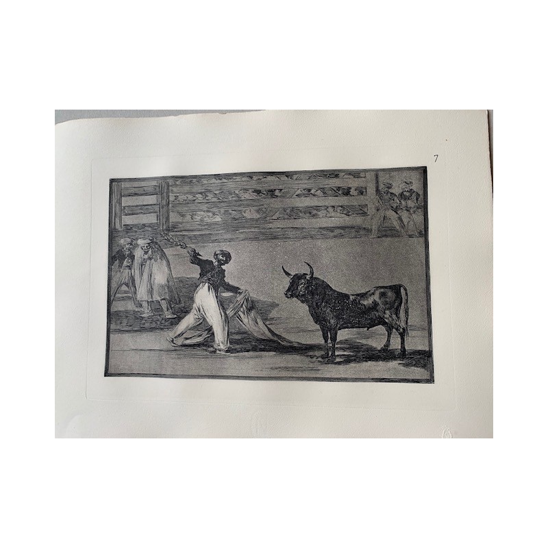 Goya etching. Bullfighting, plate 7, 1983 edition. 'Origin of the harpoons or banderillas'