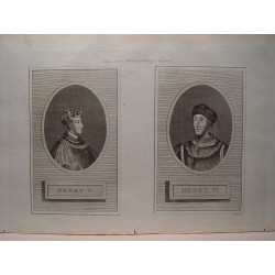 "Henry V and Henry VI" Engraved by Pass. Engraving for Ashburton's History of England.