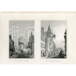 Il Regent Bridge e il Canongate, Tolbooth incisi da Thomas Hosmer