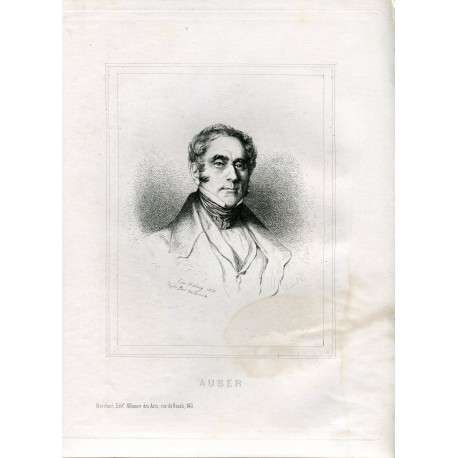 Retrato Daniel F. Auber grabado por Edmund Hedouin