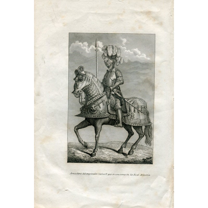 Gravure de l'armure de l'empereur Charles Quint, conservée à l'Armurerie royale
