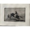 Estampe n 24 de Tauromachie de Goya. Ceballos lui-même, monté sur un autre taureau, brise les rejones dans les arènes de Madrid.