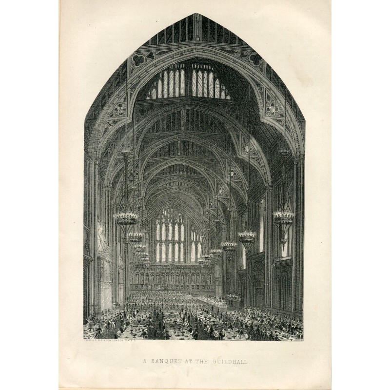 A banquet at the Ghidall engraving.published by Cassells Old& New London